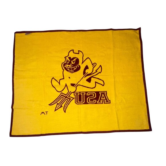 Biederlack Vtg Arizona State University Sun Devils Acrylic Throw Blanket 58x46 - Picture 4 of 8